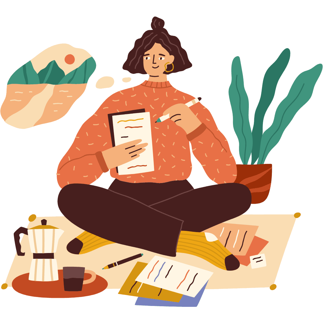 illustration of woman writing