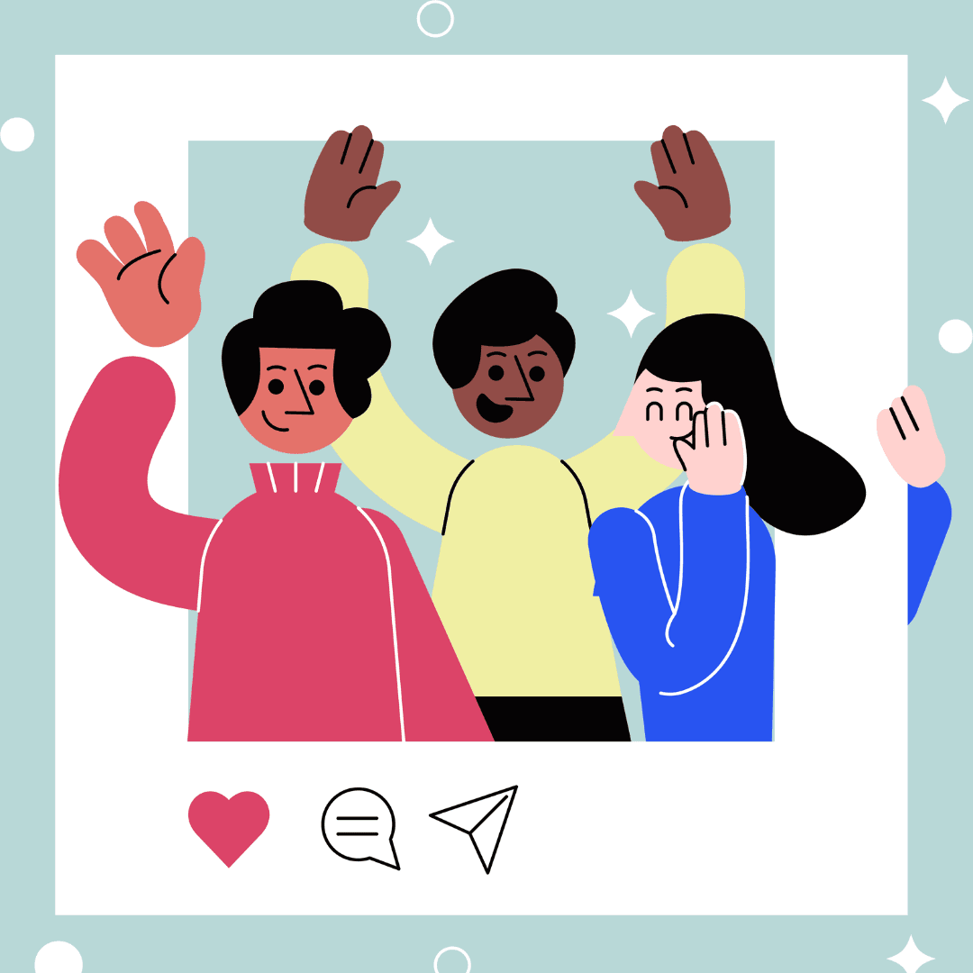 illutration of people in social media prop.